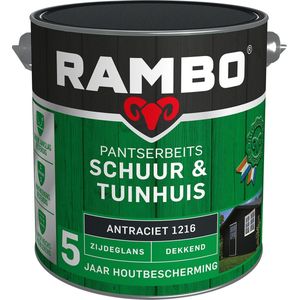 Rambo Pantserbeits Schuur & Tuinhuis Zijdeglans Dekkend - Makkelijk Verwerkbaar - Antraciet - 2.5L