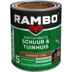 Rambo Pantserbeits Schuur & Tuinhuis Transparant Zijdeglans 1204 Teakhout 0,75 Ltr | Beits