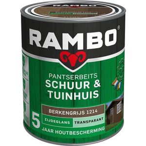 Rambo Pantserbeits Schuur & Tuinhuis Zijdeglans Transparant - Berkengrijs 0,75 Liter - Beitsen - Waterbasis - Verfwinkel is tot 50% goedkoper