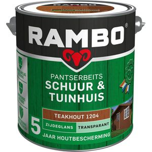 Rambo Pantserbeits Schuur & Tuinhuis Zijdeglans Dekkend - Makkelijk Verwerkbaar - Teakhout - 2.5L