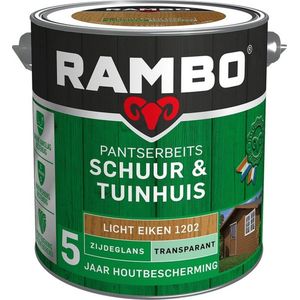 Rambo Pantserbeits Schuur & Tuinhuis Zijdeglans Dekkend - Makkelijk Verwerkbaar - Lichteiken - 2.5L