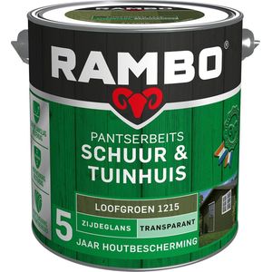Rambo Pantserbeits Schuur & Tuinhuis Zijdeglans Transparant - Loofgroen 2,5 liter - Beitsen - Waterbasis - Verfwinkel is tot 50% goedkoper