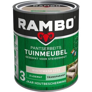 Rambo Pantserbeits Tuinmeubel Transparant Zijdemat Whitewash 0,75l | Beits