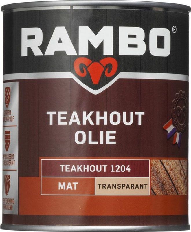 Rambo Teakhout Olie Mat Transparant - Waterafstotend - Impregneert & Beschermt - 0.75L