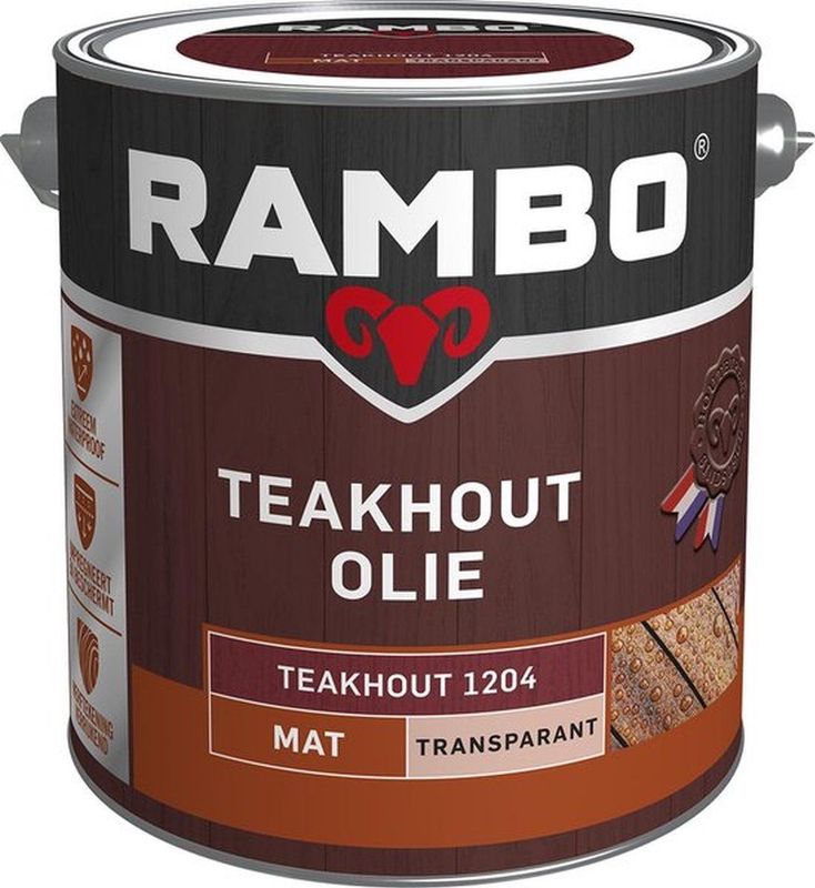 Rambo Teakhout Olie Mat Transparant - Waterafstotend - Impregneert & Beschermt - 2.5L