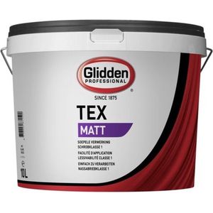 Glidden Tex Matt | Matte Muur- en Plafondverf - 10L - Wit