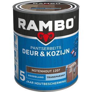 Rambo Pantserbeits Deur En Kozijn Transparant Hoogglans 1207 Notenhout 0,75l