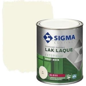 Sigma Houtlak Exterieur Hoogglans - Glansbehoud - Droog na 1,5 uur - RAL 9001 - Wit - 0.75L