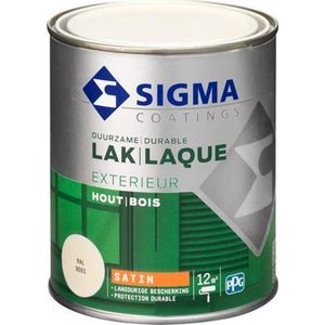 Sigma Houtlak Exterieur Zijdeglans - Glansbehoud - Droog na 1,5 uur - RAL 9001 - Wit - 0.75L