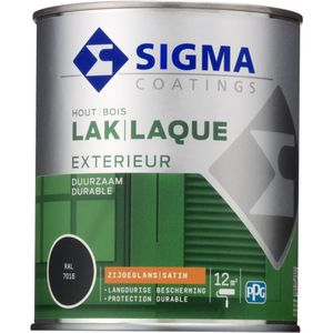 Sigma Houtlak Exterieur Zijdeglans - Glansbehoud - Droog na 1,5 uur - RAL 7016 - Grijs - 0.75L