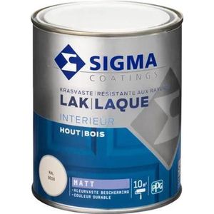 Sigma Houtlak Interieur Mat - Kras- & Slijtvast - Vergeelt Niet - Geurarm - RAL 9016 - Wit - 0.75L