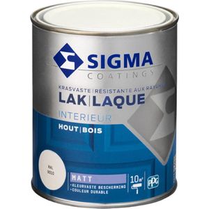 Sigma Houtlak Interieur Mat - Kras- & Slijtvast - Vergeelt Niet - Geurarm - RAL 9010 - Wit - 0.75L