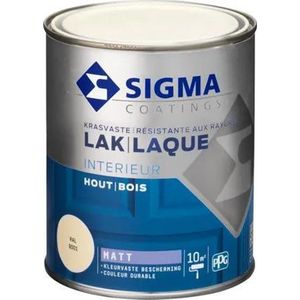 Sigma Houtlak Interieur Mat - Kras- & Slijtvast - Vergeelt Niet - Geurarm - RAL 9001 - Wit - 0.75L