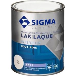 Sigma Houtlak Interieur Mat - Kras- & Slijtvast - Vergeelt Niet - Geurarm - RAL 9003 - Wit - 0.75L