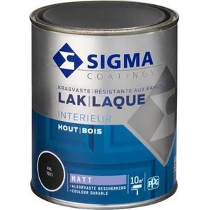 Sigma Houtlak Interieur Mat - Kras- & Slijtvast - Vergeelt Niet - Geurarm - RAL 7021 - Grijs - 0.75L