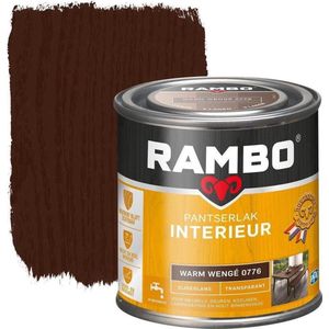 Rambo Pantserlak Interieur - Transparant Zijdeglans - Houtnerf Zichtbaar - Warm Wengé - 0.25L