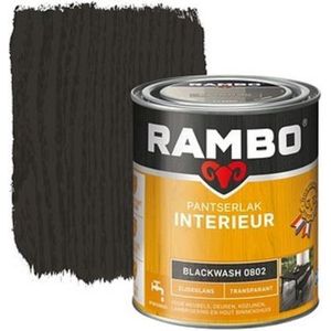 Rambo Pantserlak Interieur - Transparant Zijdeglans - Houtnerf Zichtbaar - Blackwash - 0.25L