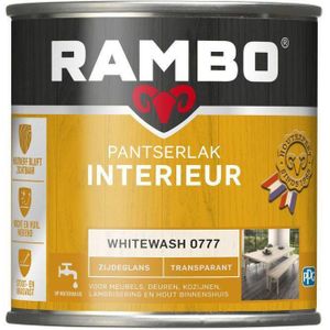 Rambo Pantserlak Interieur - Transparant Zijdeglans - Houtnerf Zichtbaar - Whitewash - 0.75L