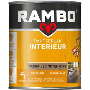 Rambo Pantserlak Interieur - Transparant Zijdeglans - Houtnerf Zichtbaar - Vergrijsd Noten - 0.75L