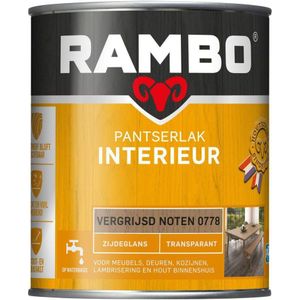 Rambo Pantserlak Interieur - Transparant Zijdeglans - Houtnerf Zichtbaar - Vergrijsd Noten - 0.75L