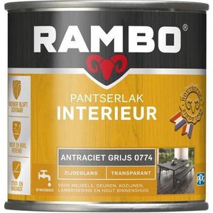 Rambo Pantserlak Interieur - Transparant Zijdeglans - Houtnerf Zichtbaar - Antracietgrijs - 0.75L