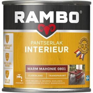 Rambo Pantserlak Interieur - Transparant Zijdeglans - Houtnerf Zichtbaar - Warm Mahonie - 0.75L