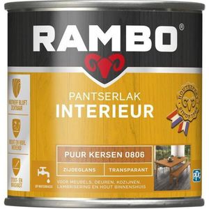Rambo Pantserlak Interieur - Transparant Zijdeglans - Houtnerf Zichtbaar - Puur Kersen - 0.75L
