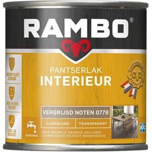 Rambo Pantserlak Interieur Transparant Zijdeglans - Vergrijsd Noten 1,25 liter - Deur & Kozijn Meubels Beitsen - Verfwinkel is tot 50% goedkoper