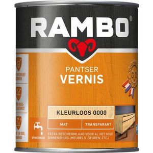 Rambo Pantser Vernis Acryl - Transparant Mat - Kras- & Stootvrij - Sterke Hechting - 0.25L