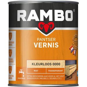 Rambo Pantser Vernis Acryl - Transparant Mat - Kras- & Stootvrij - Sterke Hechting - 0.75L