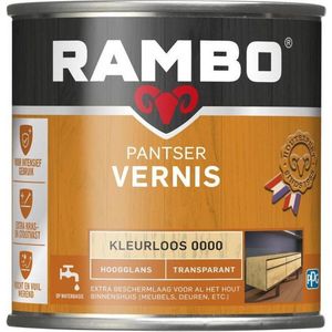 Rambo Pantser Vernis Acryl - Transparant Hoogglans - Kras- & Stootvrij - Sterke Hechting - 0.25L