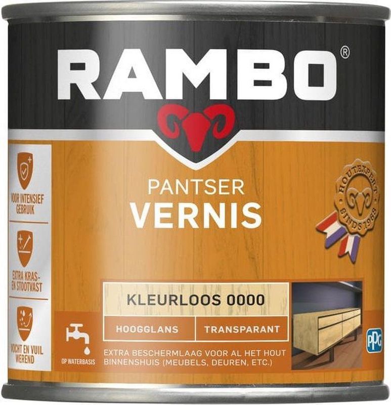 Rambo Pantser Vernis Acryl Transparant Hoogglans Kras & Stootvrij Sterke HechtingL