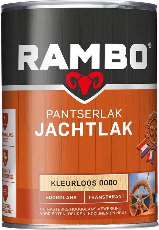 Rambo Pantser Jachtlak - Transparant Hoogglans - Water & Weerbestendig - Beschemt het Hout - 0.25L