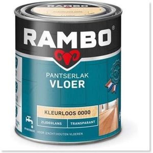 Rambo Pantserlak Vloer Zijdeglans Transparant - Kleurloos 0,75 Liter Kleur - Transparante Lak & Olie Vloer - Waterbasis - Verfwinkel is tot 50%
