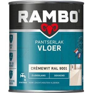 Rambo Pantserlak Vloer Zijdeglans Dekkend - Sneldrogend - Vocht & Vuilwerend - RAL 9001 - 0.75L