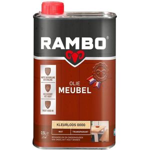 Rambo Meubel Olie Transparant Mat - Hoge Kwaliteit - Beschermt het Hout - Kleurloos - 0.5L