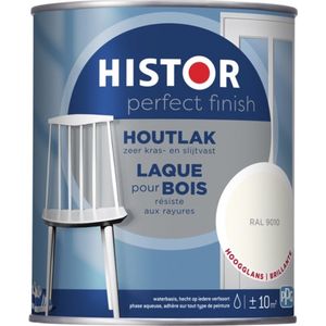 Histor Perfect Finish Houtlak Hoogglans - Krasvast & Slijtvast - Dekkend - 0.25L - RAL 9010 - Wit