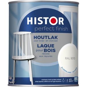 Histor Perfect Finish Houtlak Zijdeglans Krasvast & Slijtvast DekkendL Ral 9010 Zuiver wit