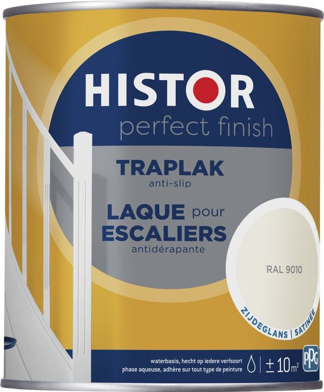 Histor Perfect Finish Traplak - Anti-Slip - Krasvast en Slijtvast - Sneldrogend - 0.75L- RAL 9010
