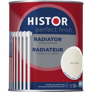 Histor Perfect Finish Radiator Lak Zijdeglans - Hittebestendig - Sneldrogend - 0.75L - RAL 9010