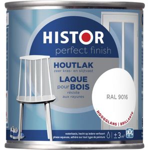 Histor Perfect Finish Houtlak Hoogglans - Krasvast & Slijtvast - Dekkend - 0.25L - RAL 9016 - Wit