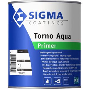 Sigma Torno Aqua Primer 1 liter Donkere kleur - Deur & Kozijn Grondverf & Primer - Waterbasis - Verfwinkel is tot 50% goedkoper