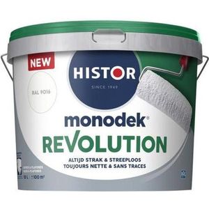 Histor MonoDek Revolution Muurverf Mat - Goed Reinigbaar - Optimale Dekking – Afwasbaar - 10L - RAL 9016