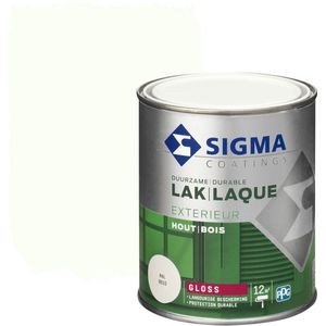 Sigma Houtlak Exterieur Zijdeglans - Glansbehoud - Droog na 1,5 uur - RAL 9010 - Wit - 2.5L