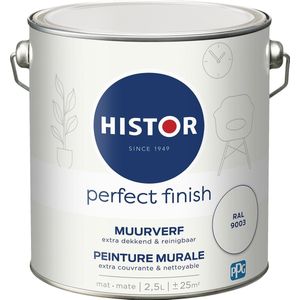 Histor Perfect Finish Muurverf Mat - Perfecte Dekking - Geurarm - 2.5L - RAL 9003 - Wit