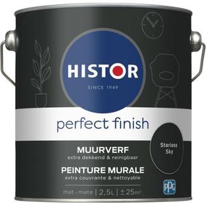 Histor Perfect Finish Muurverf Mat - Perfecte Dekking - Geurarm - 2.5L - Starless Sky - Zwart