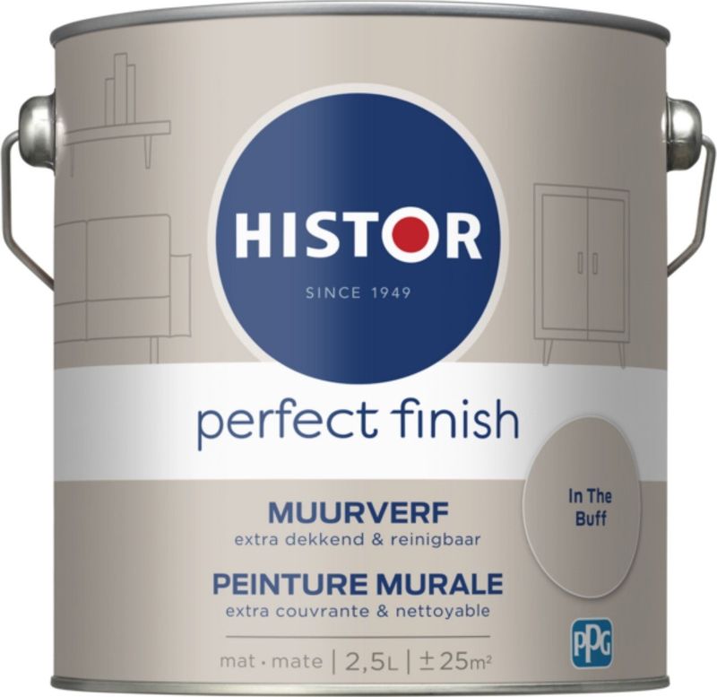 Histor Perfect Finish Muurverf Mat - Perfecte Dekking - Geurarm - 2.5L - In the Buff - Beige