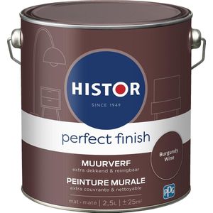 Histor Perfect Finish Muurverf Mat - Perfecte Dekking - Geurarm - 2.5L - Burgundy Wine - Donkerrood