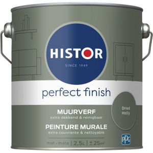 Histor Perfect Finish Muurverf Mat - Perfecte Dekking - Geurarm - 2.5L - Dried Holly - Groen