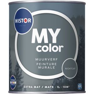 Histor MY Color Muurverf Extra Mat - Reinigbaar - Extra Dekkend - 1L - Nightcap - Grijs